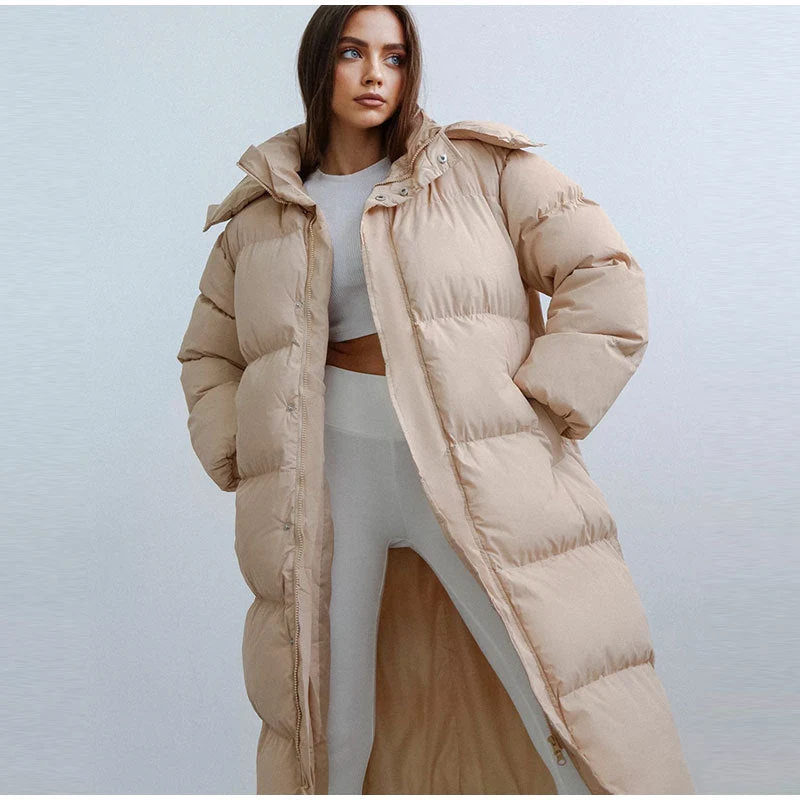 Nord Taschen | Winter Lange Steppjacke mit Futter für Damen Ideal für Kaltes Wetter
