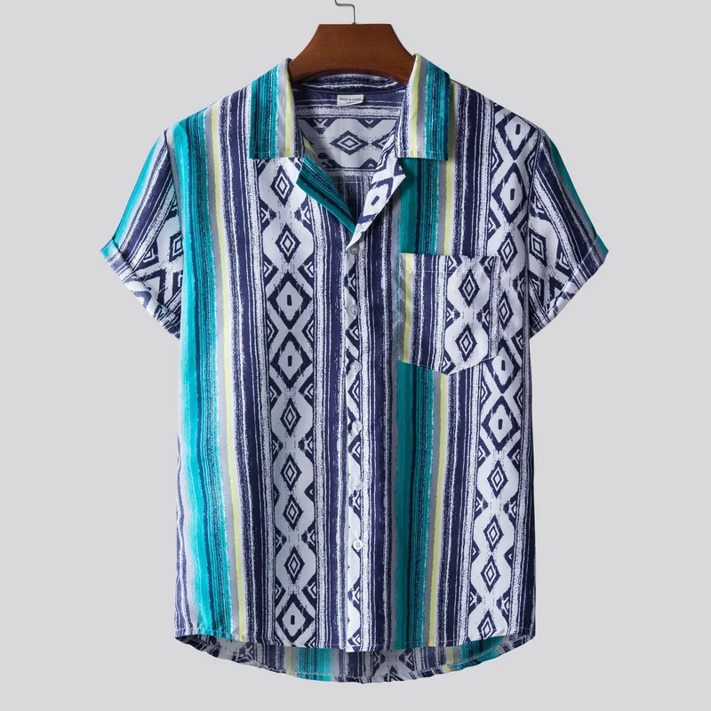 Herren Kurzarmhemd mit einzigartigem tribal-inspiriertem Design Nord Taschen