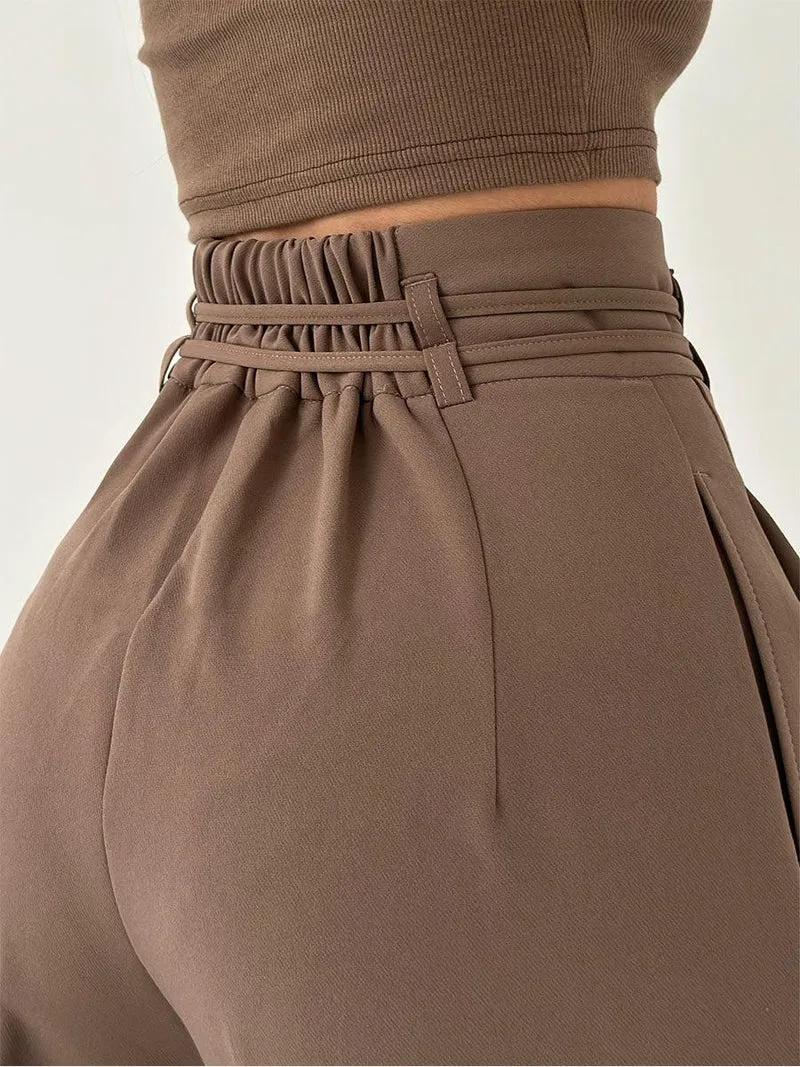 Damenhose mit Hohem Bund und Weitem Bein