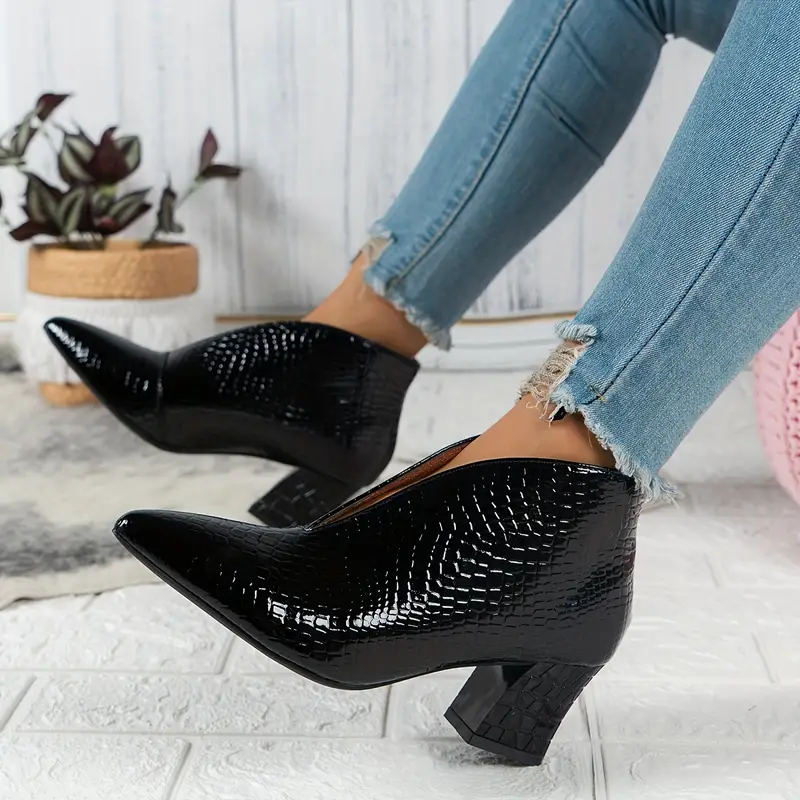 Glänzende Croco Print Stiefeletten