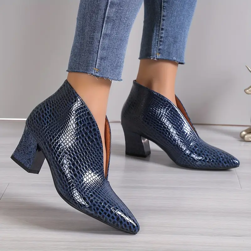 Glänzende Croco Print Stiefeletten