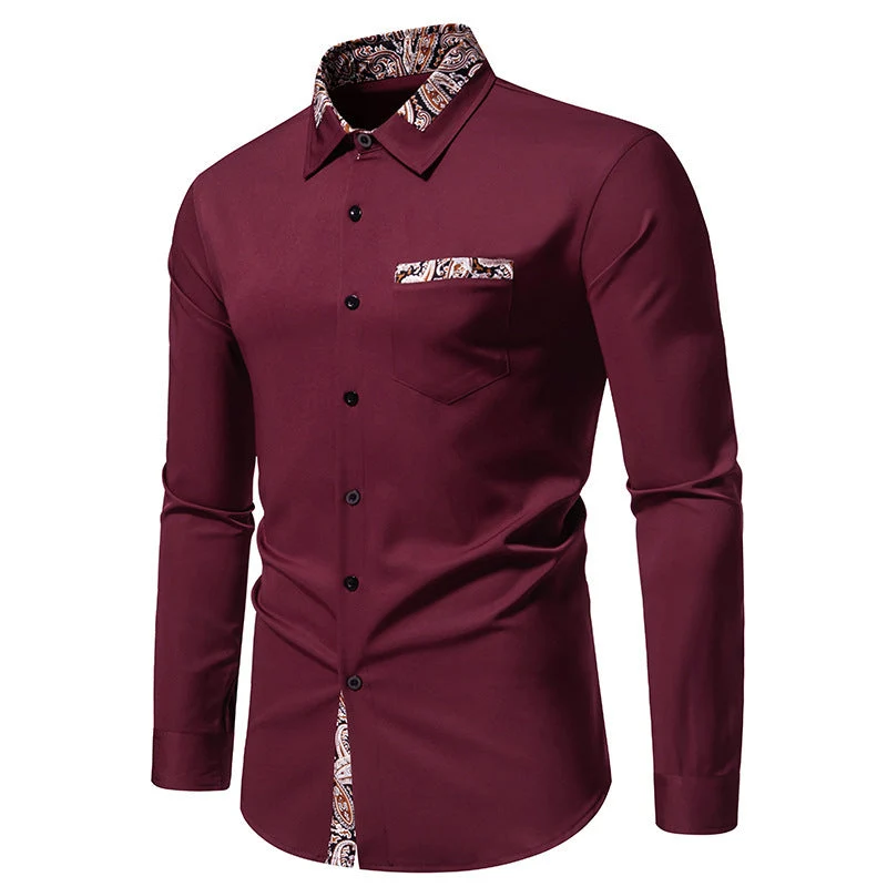 Herren Langarmhemd mit eleganten Paisley-Mustern