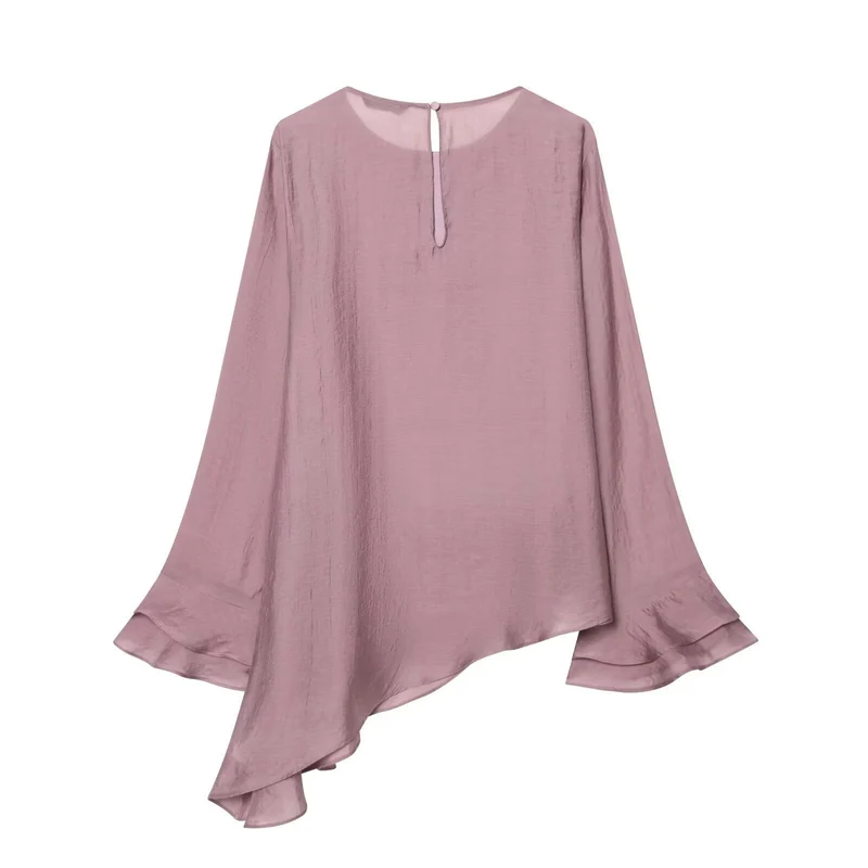 Damen asymmetrische Bluse mit Rüschendetails und elegantem Fall Nord Taschen