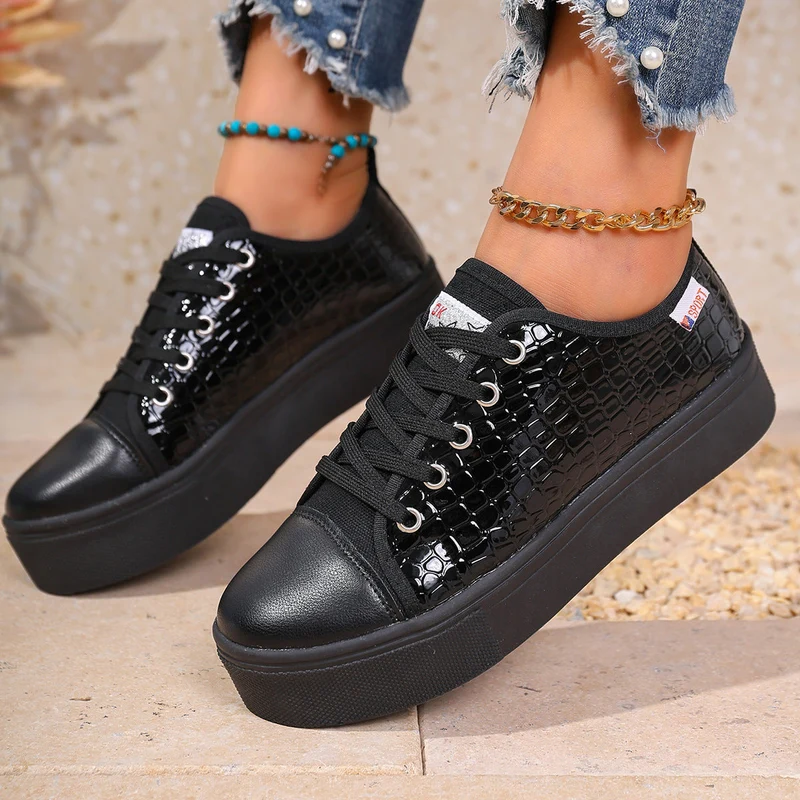 Damen Sneakers mit strukturiertem Obermaterial und bequemem Plateau Nord Taschen