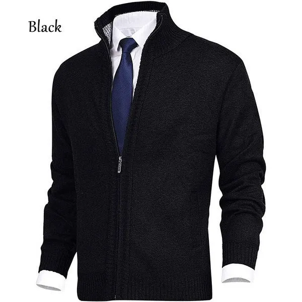 Herren Strickjacke mit Stehkragen und Reißverschluss