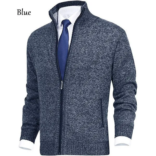 Herren Strickjacke mit Stehkragen und Reißverschluss