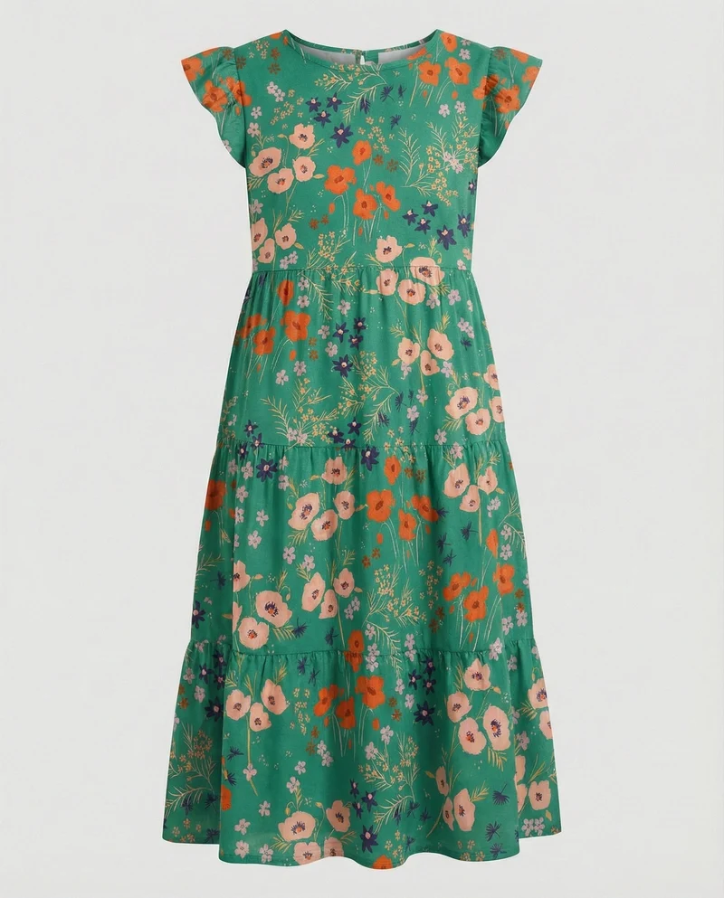 Damen Sommerkleid knielang mit Volant