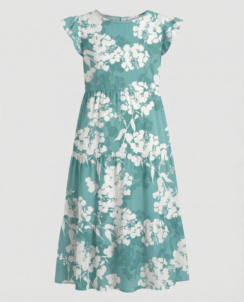 Damen Sommerkleid knielang mit Volant