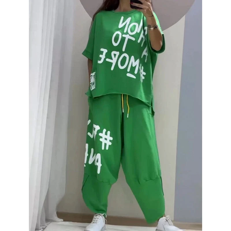 Damen Lässiges Set mit oversize T-Shirt und bequemen Jogginghose