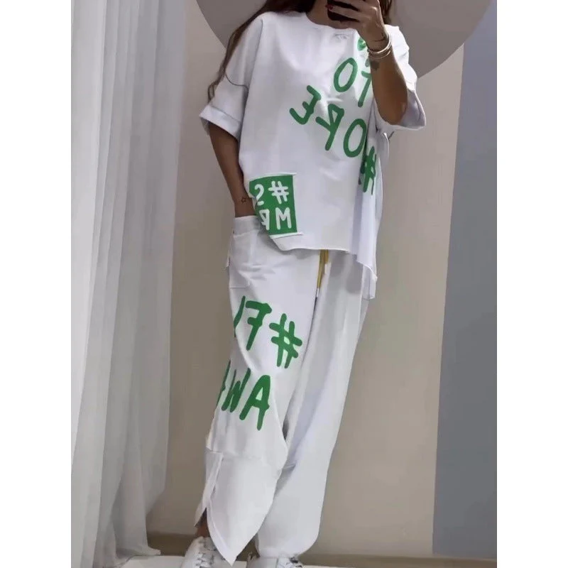 Damen Lässiges Set mit oversize T-Shirt und bequemen Jogginghose