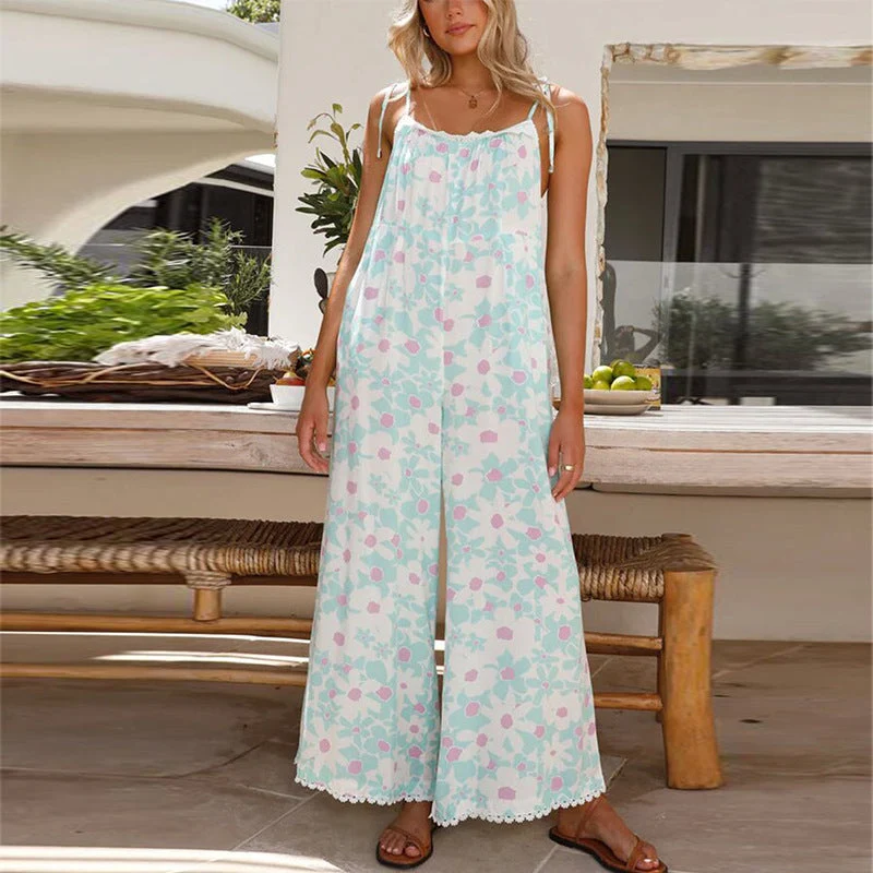 Damen Maxikleid mit floralem Muster und verstellbaren Trägern Nord Taschen