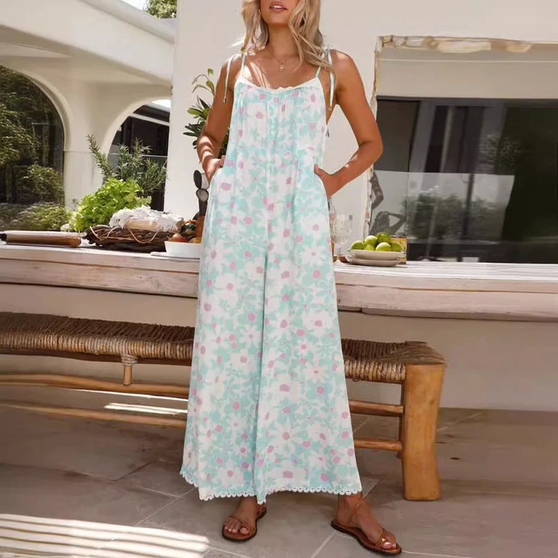 Damen Maxikleid mit floralem Muster und verstellbaren Trägern Nord Taschen