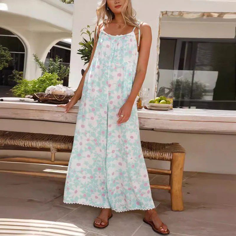 Damen Maxikleid mit floralem Muster und verstellbaren Trägern Nord Taschen