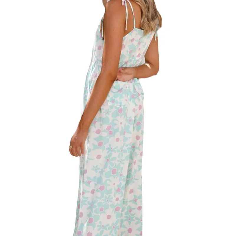Damen Maxikleid mit floralem Muster und verstellbaren Trägern Nord Taschen