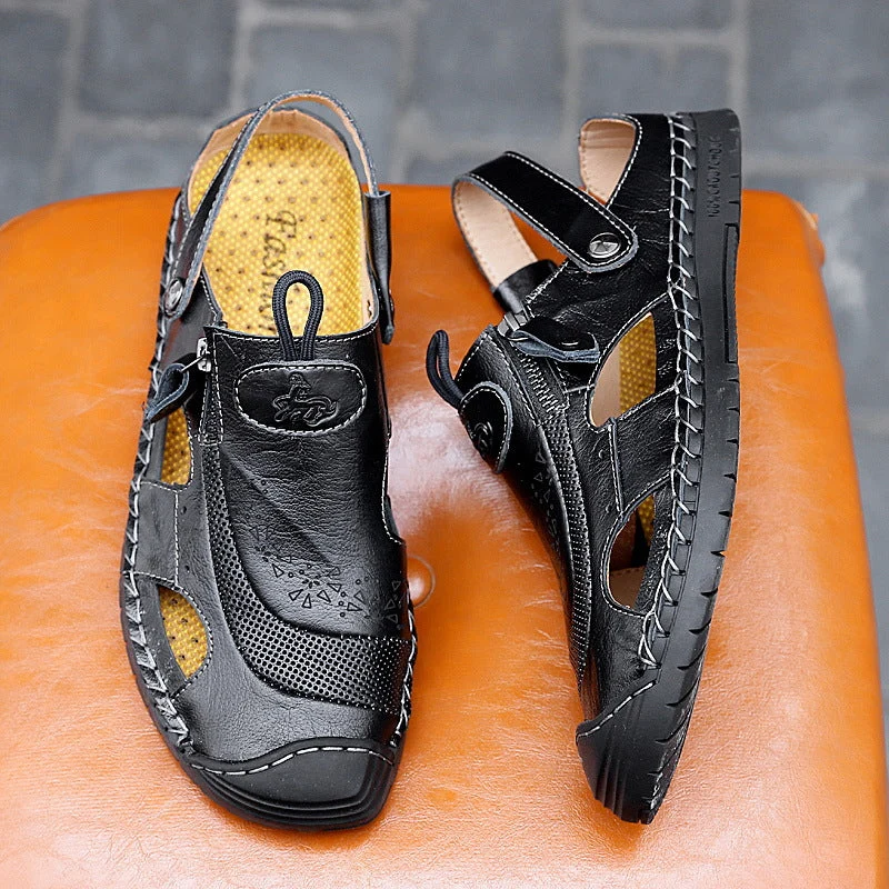 Herren Atmungsaktive Ledersandalen mit verstellbarem Riemensystem Nord Taschen