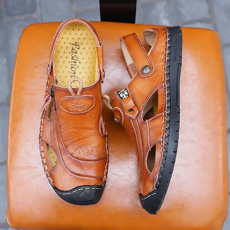 Herren Atmungsaktive Ledersandalen mit verstellbarem Riemensystem Nord Taschen