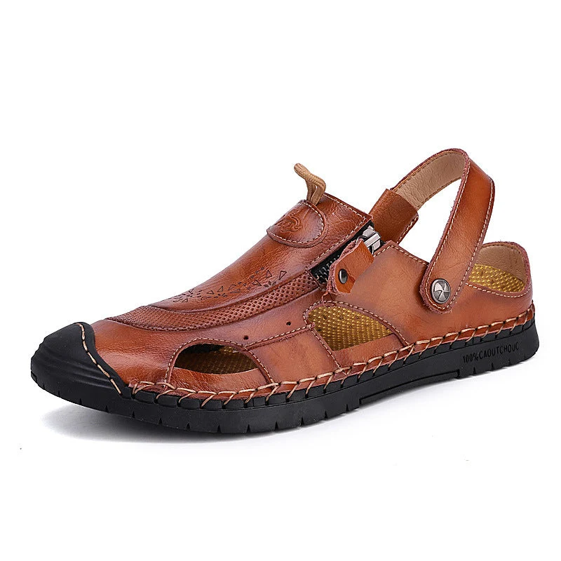 Herren Atmungsaktive Ledersandalen mit verstellbarem Riemensystem Nord Taschen