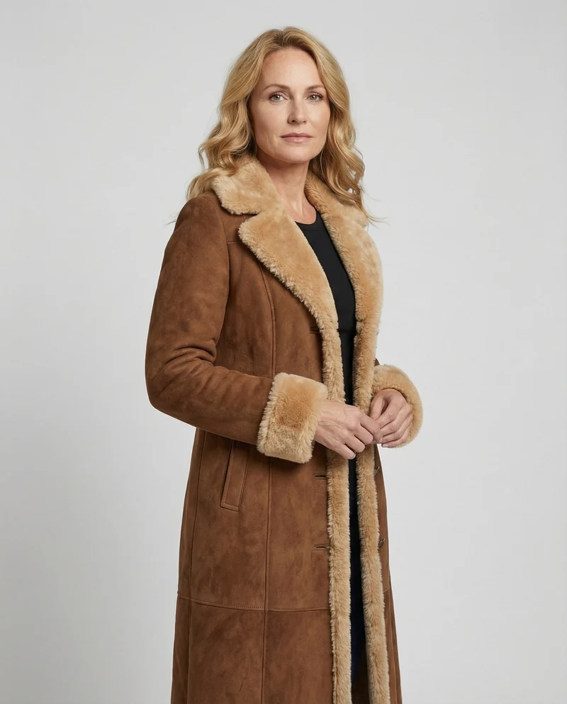 Damen Lammfelljacke mit breitem Kragen