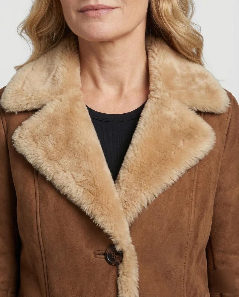 Damen Lammfelljacke mit breitem Kragen