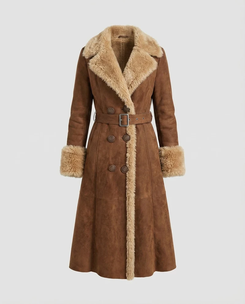 Damen Lammfelljacke mit breitem Kragen