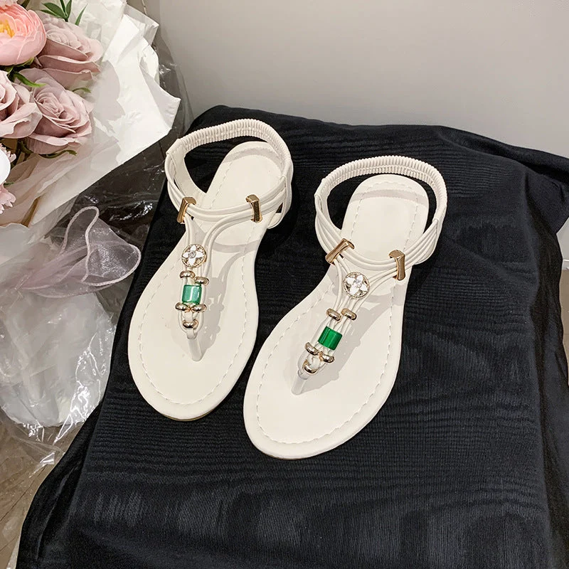 Damen elegante Zehentrenner-Sandalen mit funkelndem Strass
