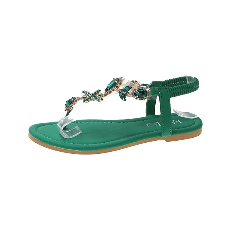 Damen elegante Zehentrenner-Sandalen mit funkelndem Strass