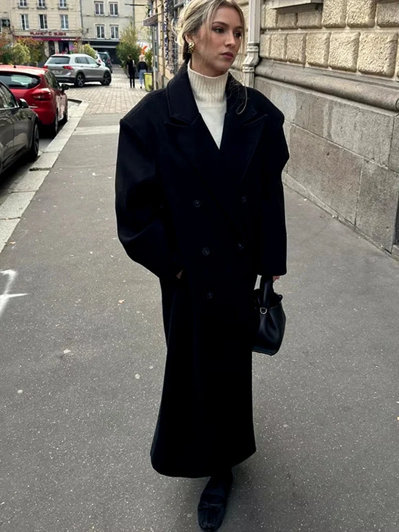 Damenjacke - Langer Trenchcoat mit Reverskragen