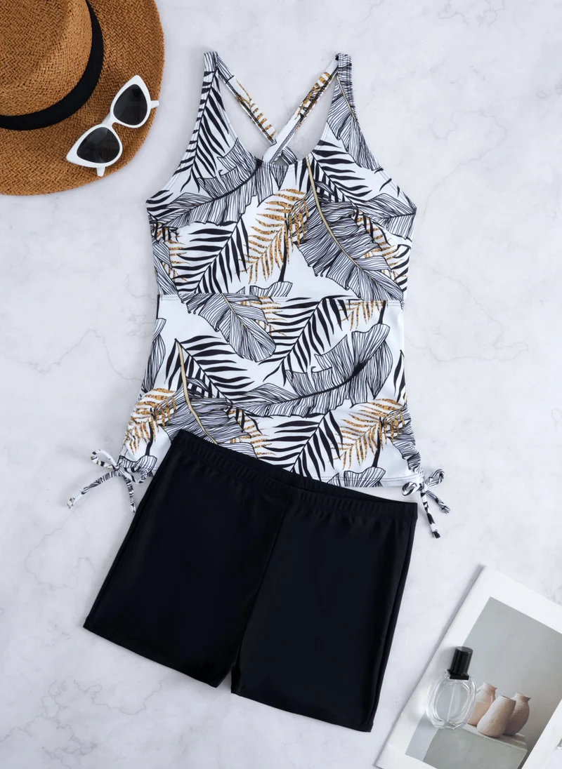 Damen Tankini-Set mit floralem Oberteil und bequemen Shorts