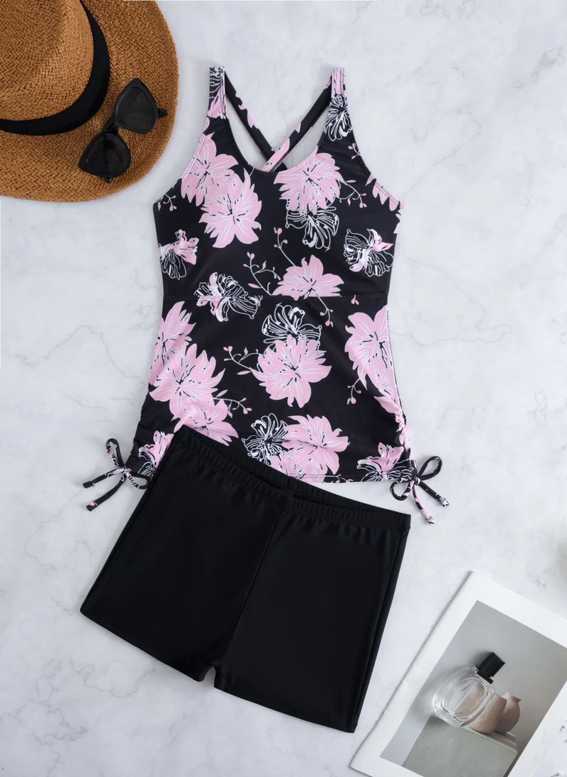 Damen Tankini-Set mit floralem Oberteil und bequemen Shorts