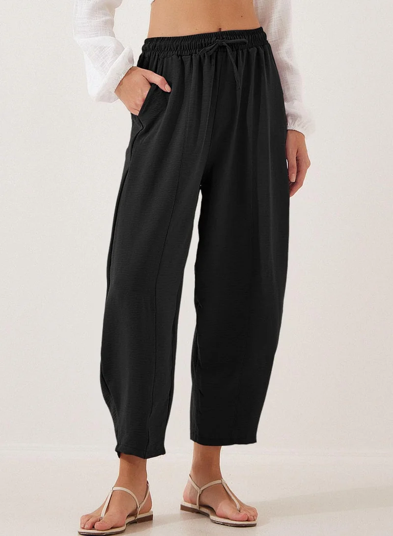 Damen lässige Freizeithose mit elastischem Bund und praktischen Seitentaschen