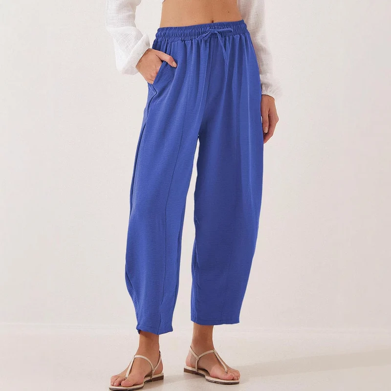 Damen lässige Freizeithose mit elastischem Bund und praktischen Seitentaschen