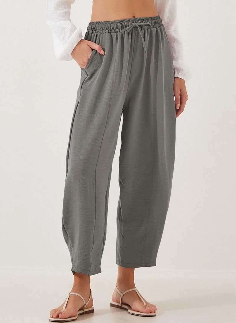 Damen lässige Freizeithose mit elastischem Bund und praktischen Seitentaschen