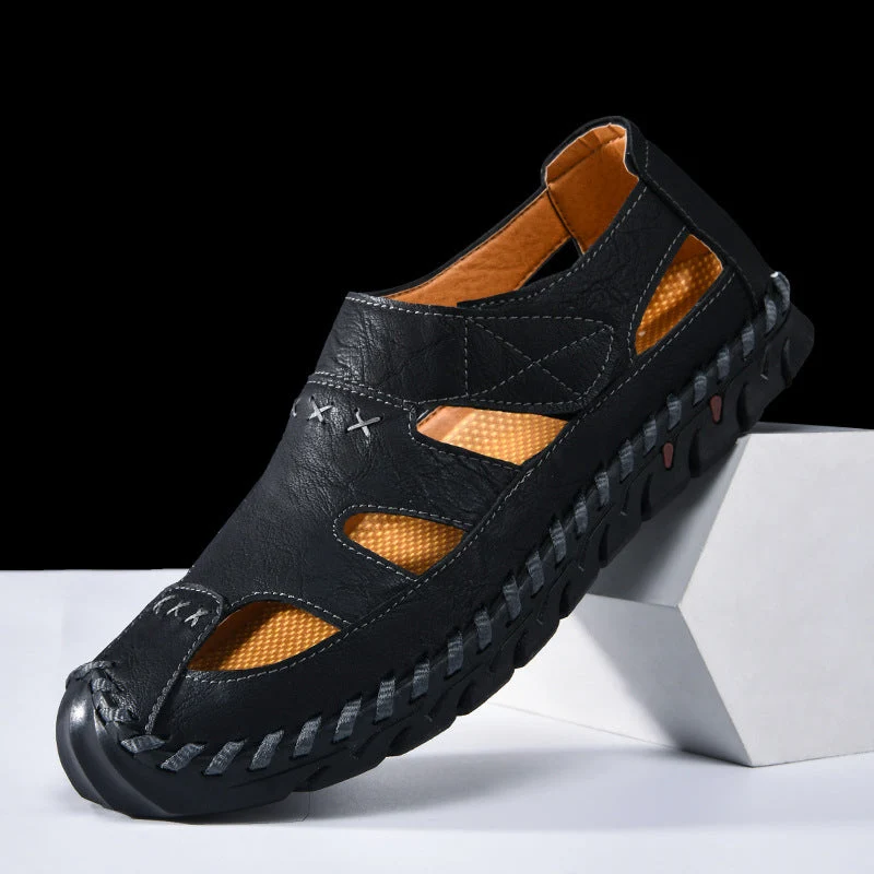 Herren Atmungsaktive Leder-Sandalen mit rutschfester Sohle