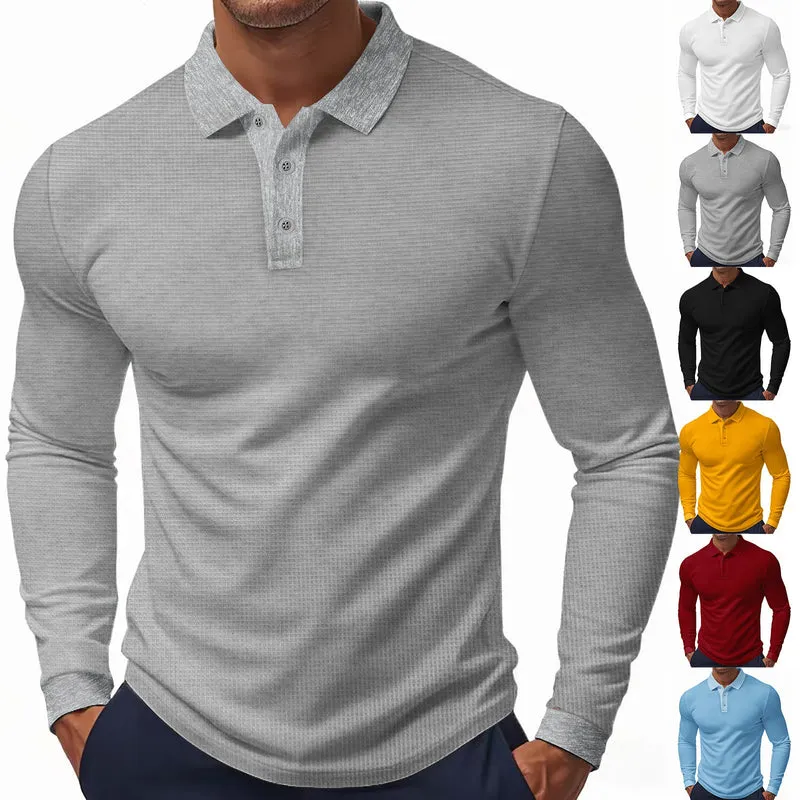 Herren Langarm-Polohemd mit strukturiertem GewNord Taschene