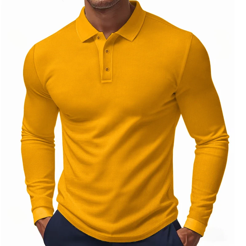 Herren Langarm-Polohemd mit strukturiertem GewNord Taschene