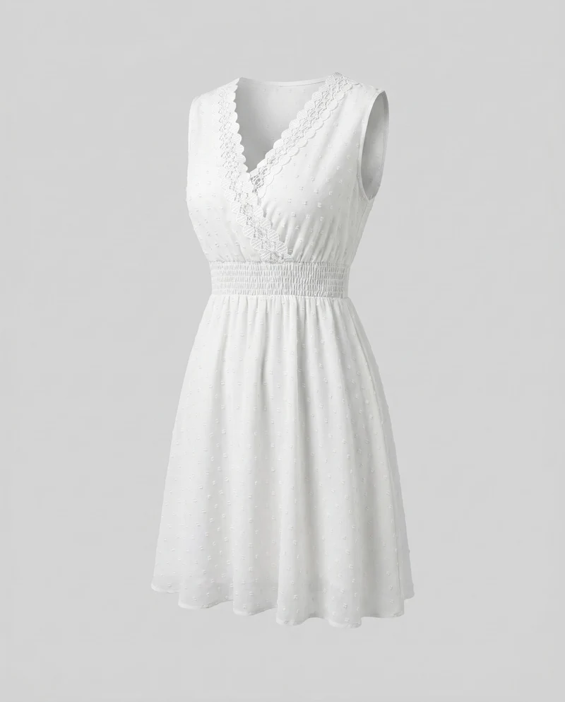 Damen Sommerliches Wickelkleid mit Spitzendetails