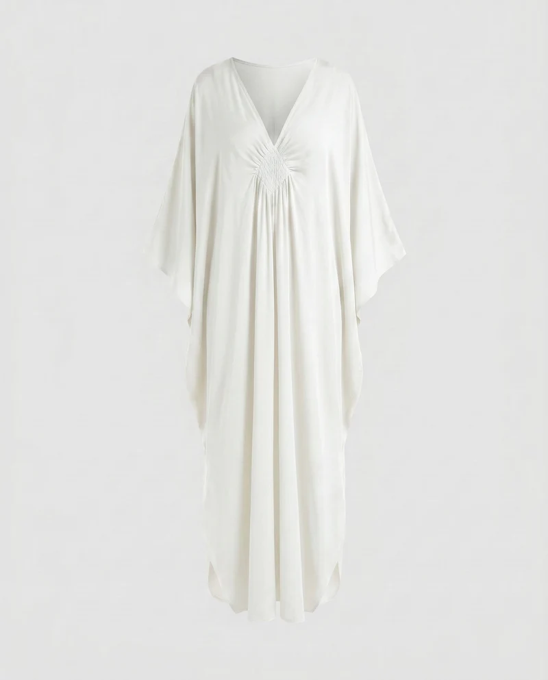 Damen eleganter Maxikleid mit tiefem V-Ausschnitt und seitlichen Schlitzen