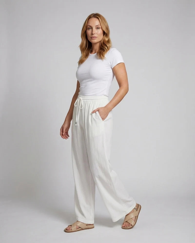 Damen Leinenhose Elastikbund