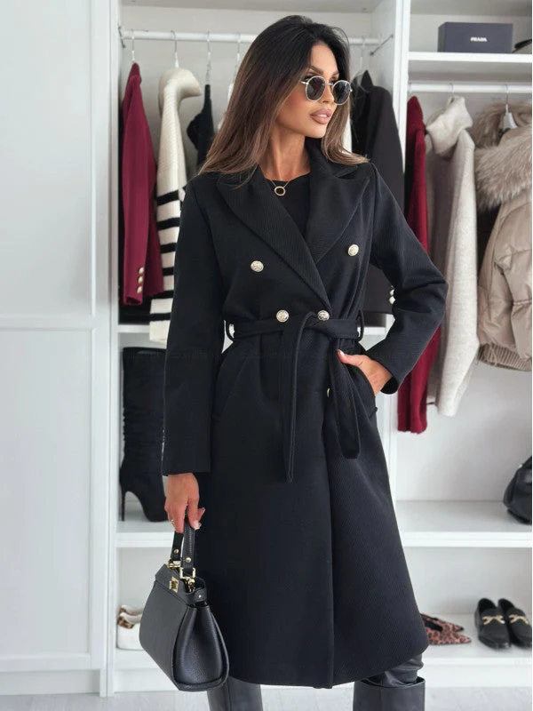Damen eleganter Trenchcoat mit tailliertem Schnitt und seitlichen Taschen