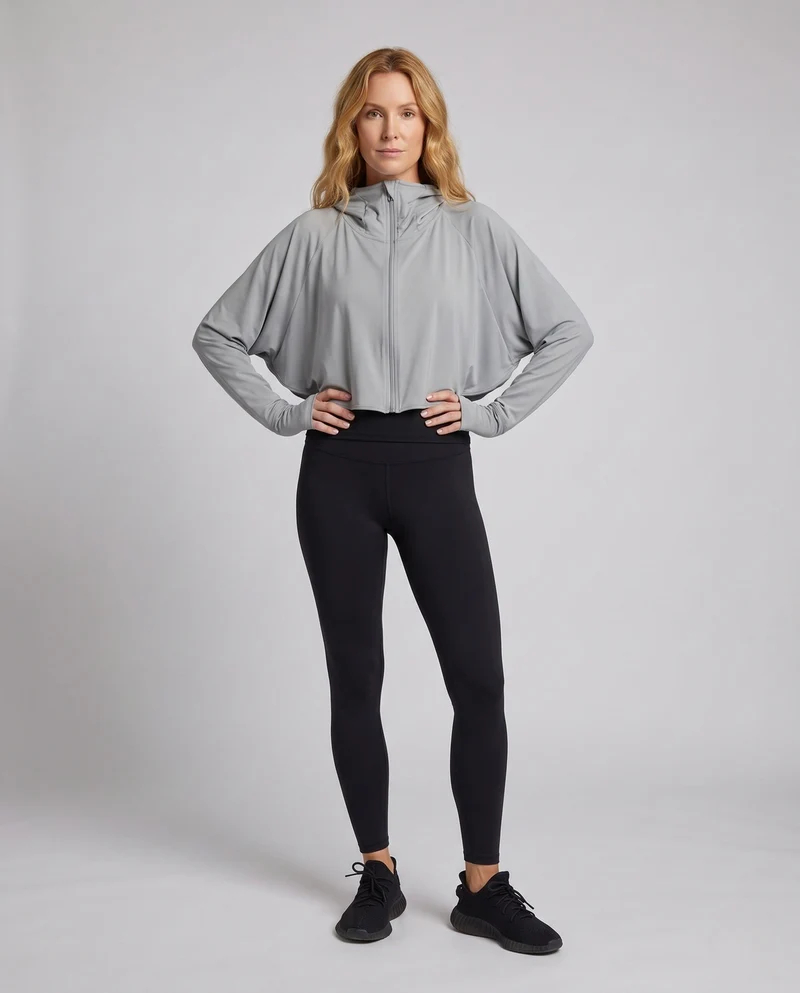 Damen Sportliche Kapuzenjacke mit UV-Schutz und weiten Ärmeln