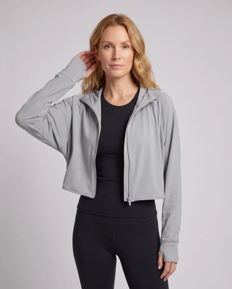 Damen Sportliche Kapuzenjacke mit UV-Schutz und weiten Ärmeln
