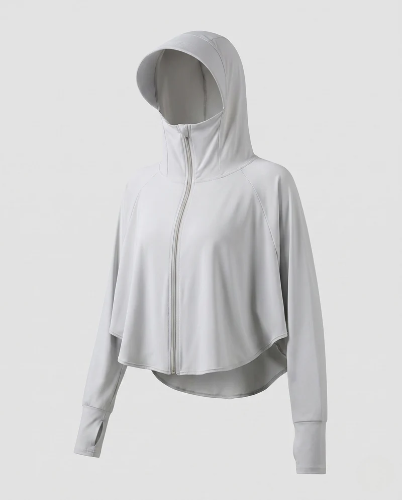 Damen Sportliche Kapuzenjacke mit UV-Schutz und weiten Ärmeln