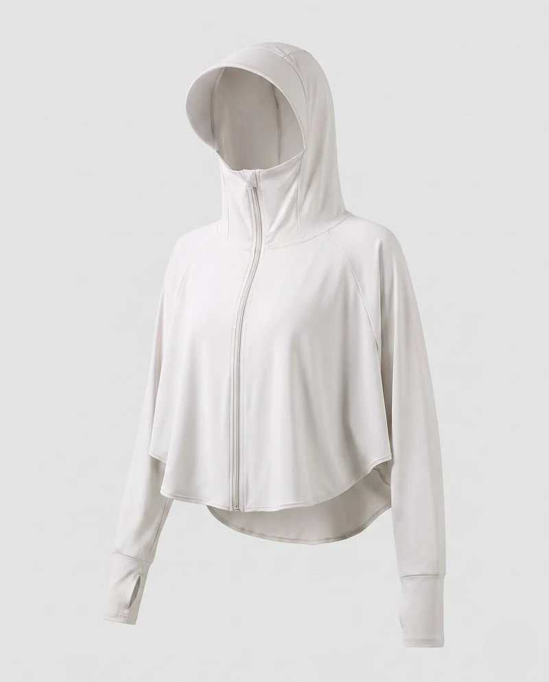 Damen Sportliche Kapuzenjacke mit UV-Schutz und weiten Ärmeln
