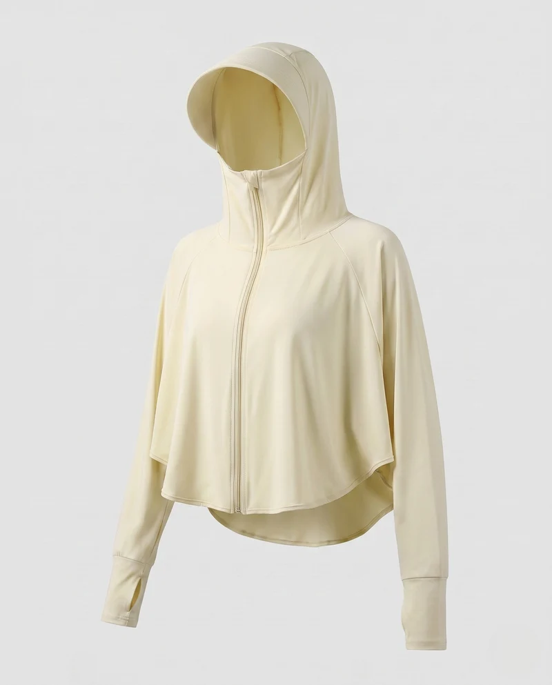 Damen Sportliche Kapuzenjacke mit UV-Schutz und weiten Ärmeln