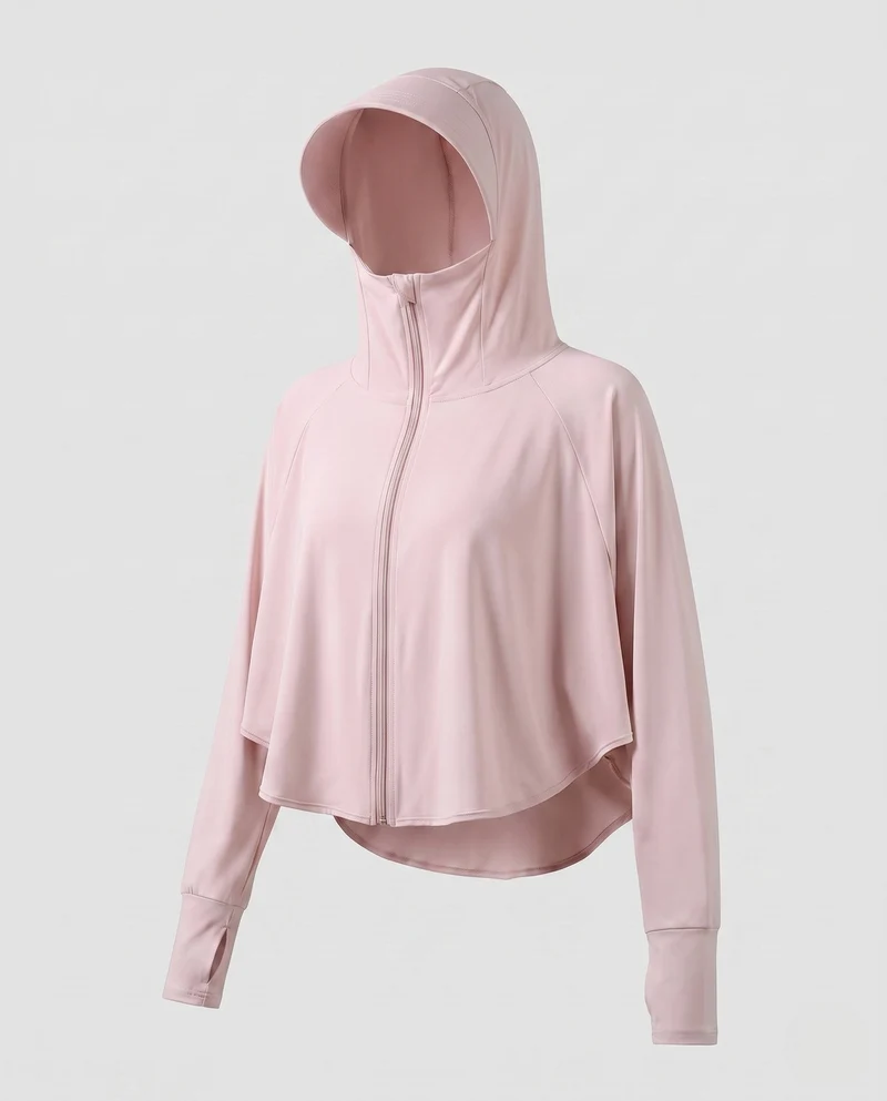 Damen Sportliche Kapuzenjacke mit UV-Schutz und weiten Ärmeln