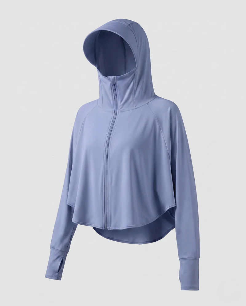 Damen Sportliche Kapuzenjacke mit UV-Schutz und weiten Ärmeln