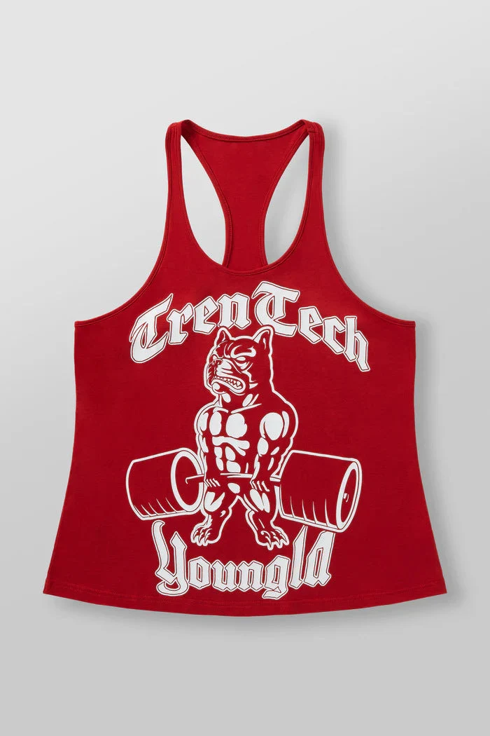 Herren nan figurbetontes Fitness-Tanktop mit Bulldoggen-Grafik und extra tiefen Armausschnitten