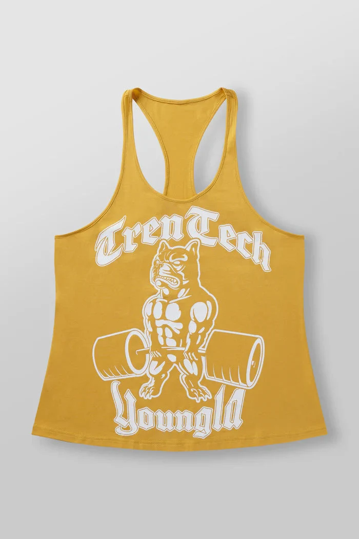 Herren nan figurbetontes Fitness-Tanktop mit Bulldoggen-Grafik und extra tiefen Armausschnitten