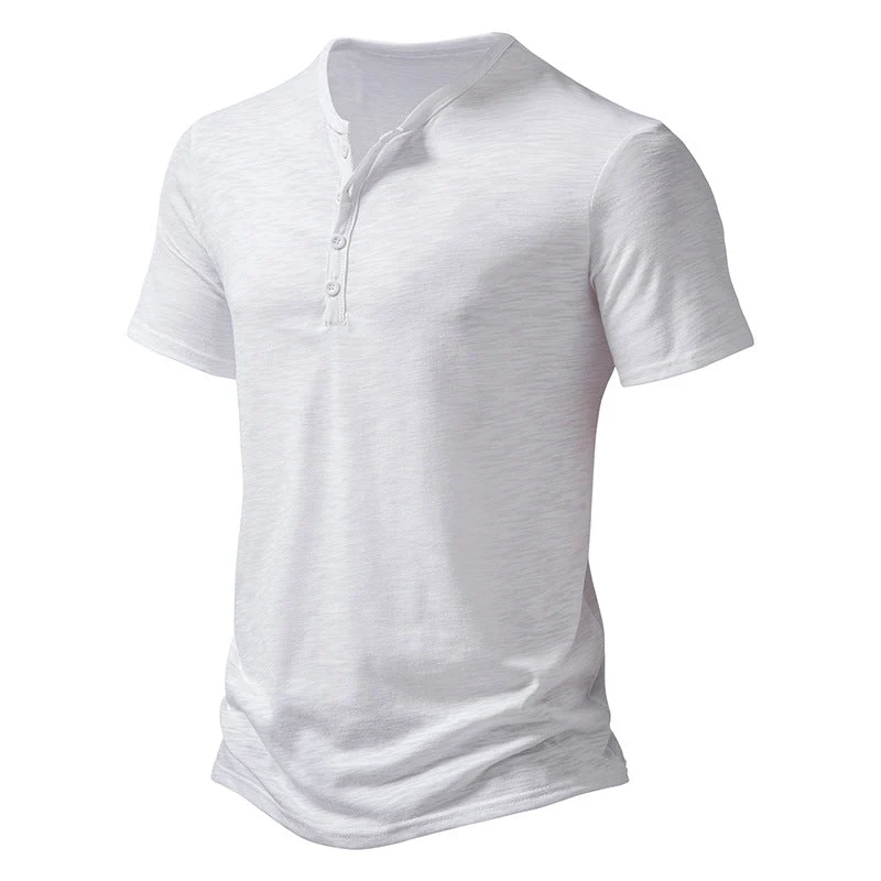 Herren Kurzarm Henley-T-Shirt mit Knopfleiste und atmungsaktivem Material