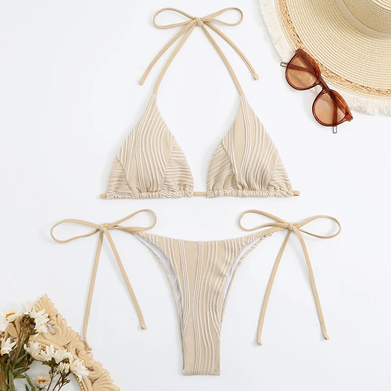 Damen Triangel-Bikini-Set mit eleganter Rüschendetail